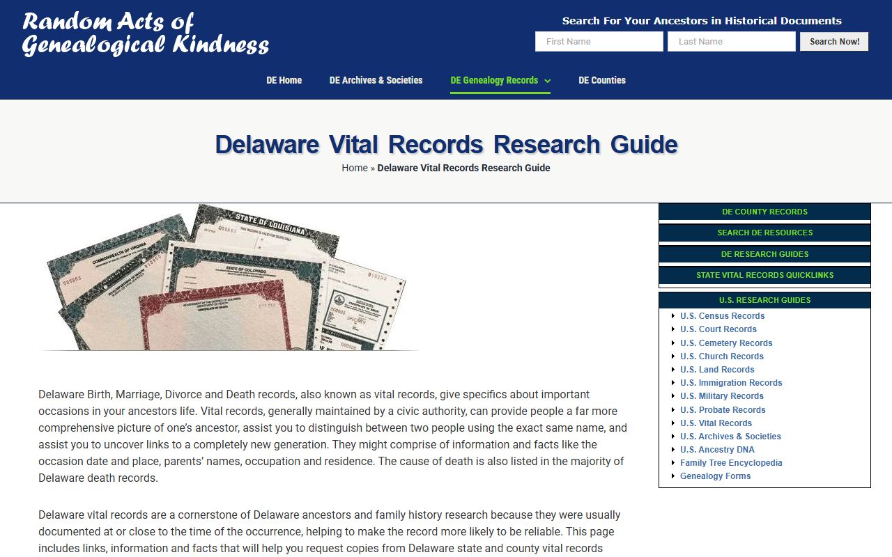 RAOgk Delaware death index vital records guide
